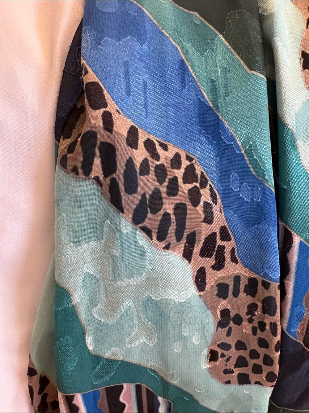 Anthropologie Hutch Teal and Navy Ocean Mixed-Print Maxi Dress 8 - Picture 10 of 10